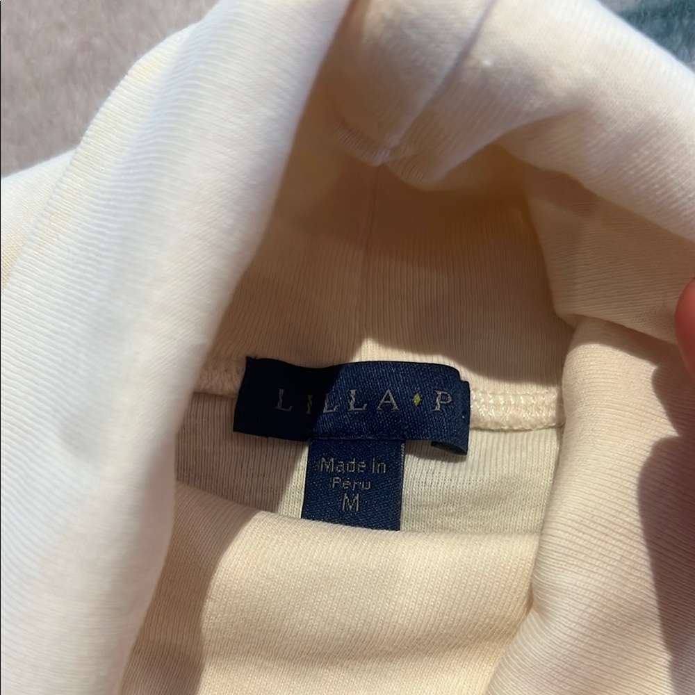 Lilla P Cream Turtleneck Top View 2